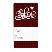 Geruite Believe cadeaukaart sticker (Voorkant)
