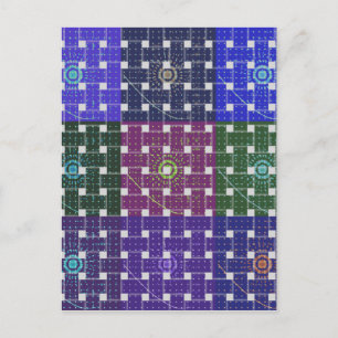 Geruite Blauwe en Paarse Art Print Briefkaart