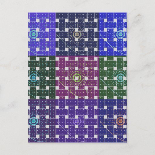 Geruite Blauwe en Paarse Art Print Briefkaart (Voorkant)