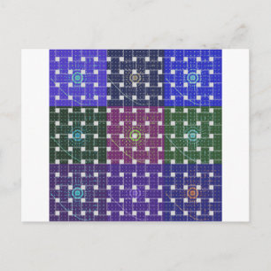 Geruite Blauwe en Paarse Art Print Briefkaart