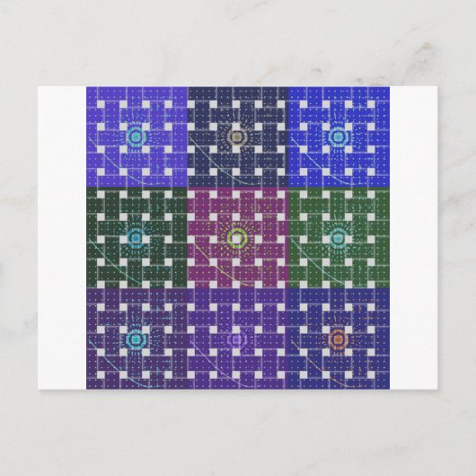 Geruite Blauwe en Paarse Art Print Briefkaart (Voorkant)