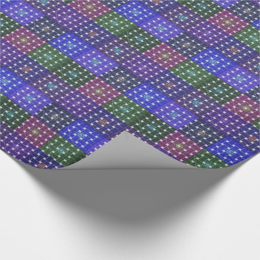 Geruite Blauwe en Paarse Art Print Cadeaupapier (Hoek)