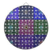 Geruite Blauwe en Paarse Art Print Dartbord (Voorkant)