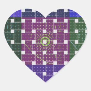 Geruite Blauwe en Paarse Art Print Hart Sticker