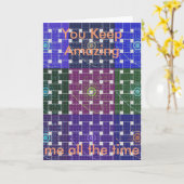 Geruite Blauwe en Paarse Art Print Kaart (Gele Bloem)