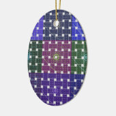 Geruite Blauwe en Paarse Art Print Keramisch Ornament (Links)