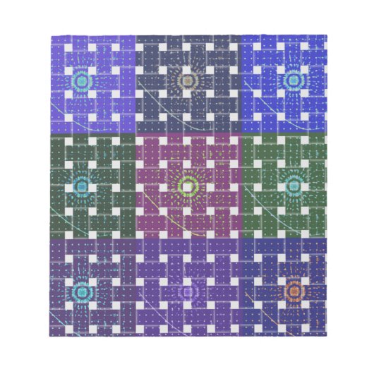 Geruite Blauwe en Paarse Art Print Notitieblok (Voorkant)