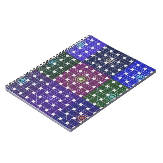 Geruite Blauwe en Paarse Art Print Notitieboek (Linkerzijde)