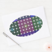 Geruite Blauwe en Paarse Art Print Ovale Sticker (Envelop)