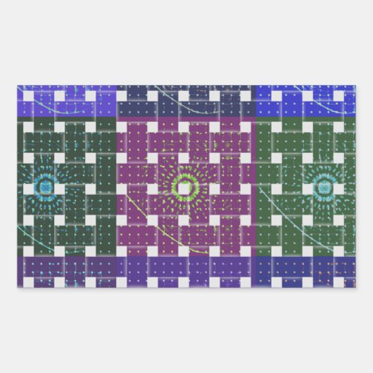 Geruite Blauwe en Paarse Art Print Rechthoekige Sticker (Voorkant)