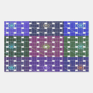 Geruite Blauwe en Paarse Art Print Rechthoekige Sticker