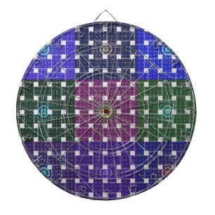 Geruite blauwe en paarse kunstprint dartbord