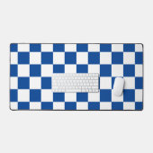 Geruite Blauwe en Witte Retro Bureaumat (Keyboard & Muis)