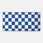 Geruite Blauwe en Witte Retro Bureaumat (Voorkant)