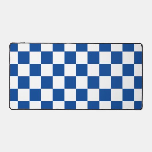 Geruite Blauwe en Witte Retro Bureaumat (Voorkant)