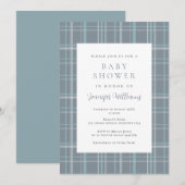 Geruite blauwe jongens babyshower uitnodiging (Voorkant / Achterkant)