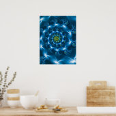 Geruite Blauwe Spiraal Poster (Keuken)