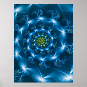 Geruite Blauwe Spiraal Poster