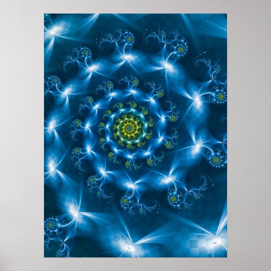 Geruite Blauwe Spiraal Poster (Voorkant)
