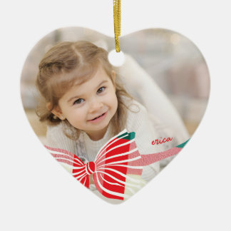 Geruite Boog Jaarlijkse Aandenken Foto Kerstmis Ha Keramisch Ornament