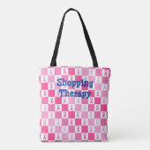 Geruite borstkanker Awareness Ribbon Canvas tas (Achterkant)