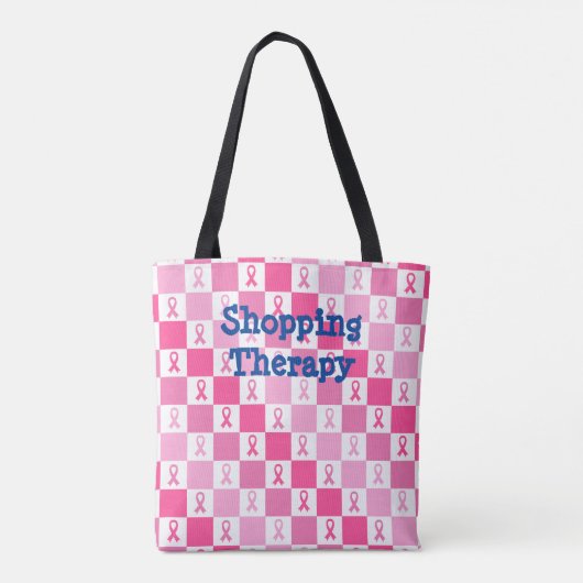 Geruite borstkanker Awareness Ribbon Canvas tas (Achterkant)