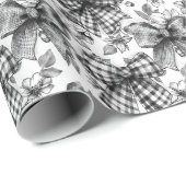 Geruite Bow Coquette Zwart en Wit Cadeaupapier (Rol Hoek)