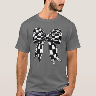 Geruite Bow Stropdas Flag Automobile Race Racin T-shirt