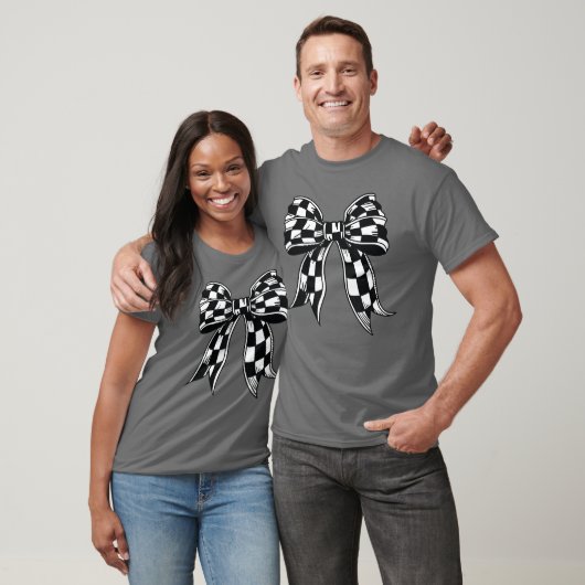 Geruite Bow Stropdas Flag Automobile Race Racin T-shirt (Unisex)