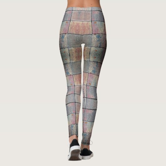 Geruite Brick Red en Grey Grunge Chic Leggings (Achterkant)