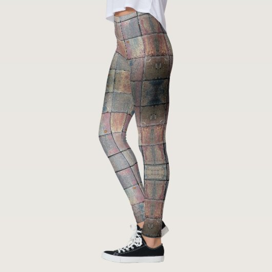 Geruite Brick Red en Grey Grunge Chic Leggings (Links)