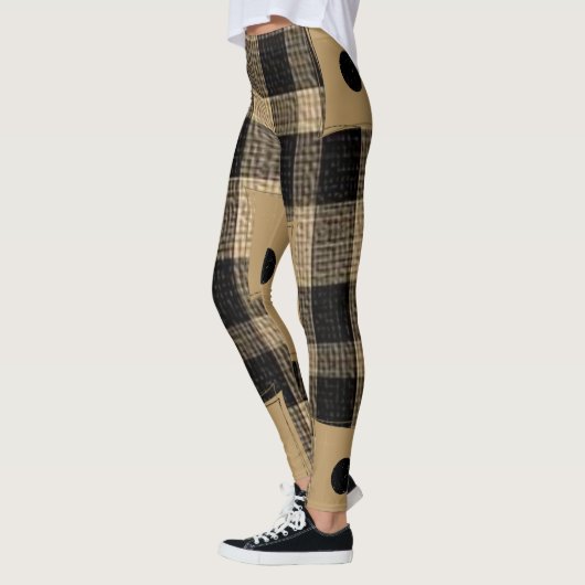 Geruite bruine en zwarte leggings  (Links)