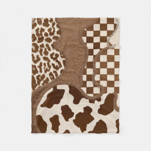Geruite Bruine Golvende Mocha Esthetische Koeienpr Fleece Deken