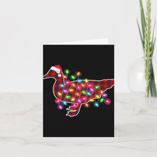 Geruite Buffalo Eend Kerst Pyjama Kerstlichten V Kaart (Voorkant)