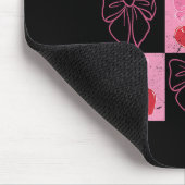 Geruite Cherry Coquette Bow Ribbon Roze Valentijn Muismat (Hoek)