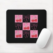 Geruite Cherry Coquette Bow Ribbon Roze Valentijn Muismat (Met muis)