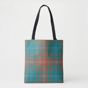 Geruite Clan Wilson Tartan Turquoise Oranje Rut Tote Bag