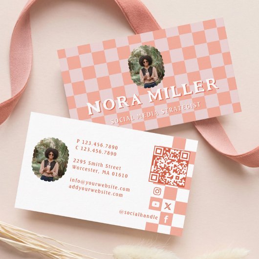 Geruite Contentmaker Blogger Foto QR-code Visitekaartje