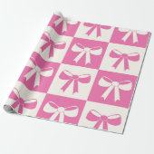 Geruite Coquette Girly Pink Bows Patroon Cadeaupapier (Uitgerold)