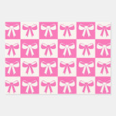 Geruite Coquette Girly Pink Bows Patroon Inpakpapier Vel (Voorkant)