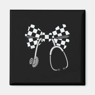 Geruite Coquette Verpleegster Stethoscoop Boog Ger Magneet