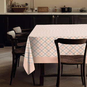 Geruite Coral Peach Grijs tafelkleed met stijl