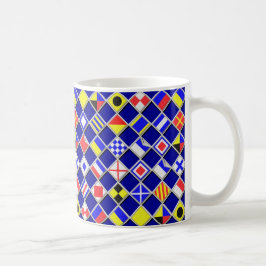 Geruite decoratie met scheepssignaalvlaggen koffiemok