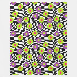 Geruite deken met Limoen en paarse bloemen