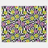 Geruite deken met Limoen en paarse bloemen (Voorkant (Horizontaal))