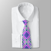 Geruite Diamond Plaid - Paarse en roze Stropdas (Gebonden)