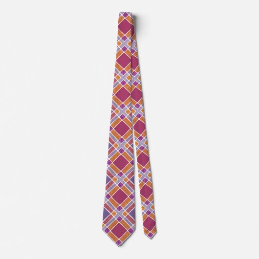 Geruite Diamond Plaid - Rood en Paarse Stropdas (Voorkant)