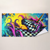 geruite eenhoorn badhanddoek (Badhanddoek)