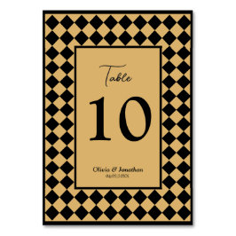 Geruite eenvoudige moderne zwart gouden bruiloft kaart