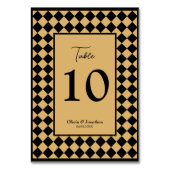 Geruite eenvoudige moderne zwart gouden bruiloft kaart (Achterkant)